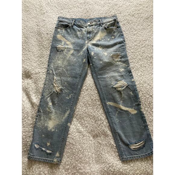 Ann Taylor Loft Upcycled relaxed straight crop denim jeans, women's size 27 - Picture 5 of 8